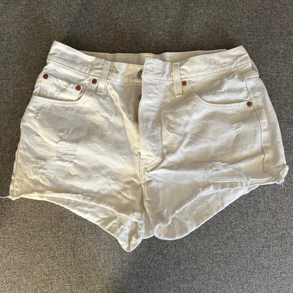 Levis 501 White Jean Shorts Womens 29